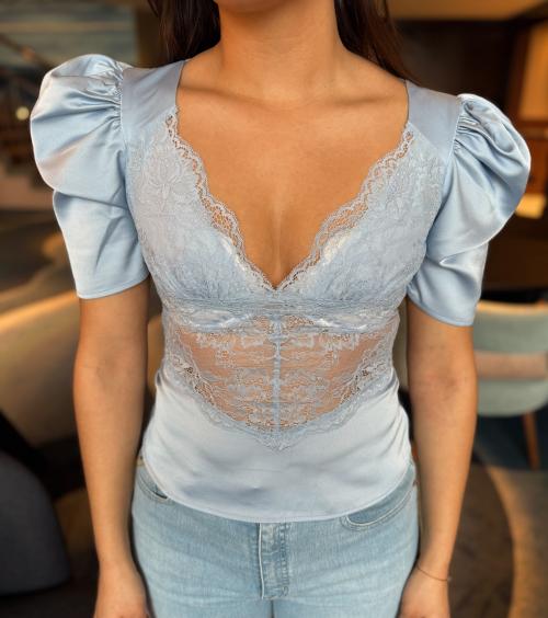 Francis Lace Top - Light Blue 