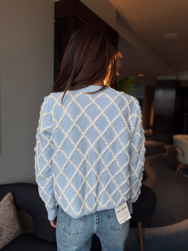 Zigly Knit Cardigan - Skyway/Birch  - Image 3