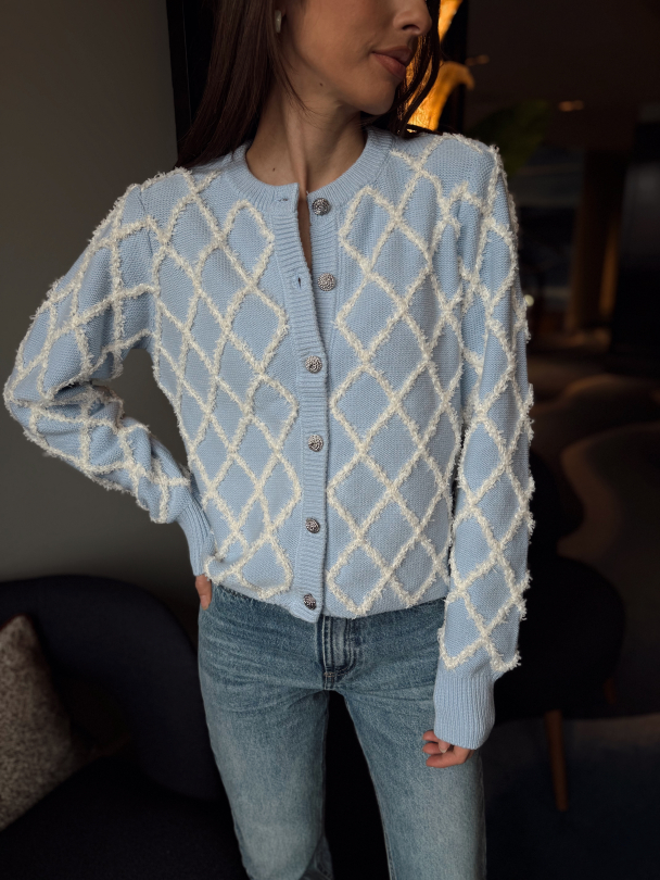 Zigly Knit Cardigan - Skyway/Birch  - Image 1