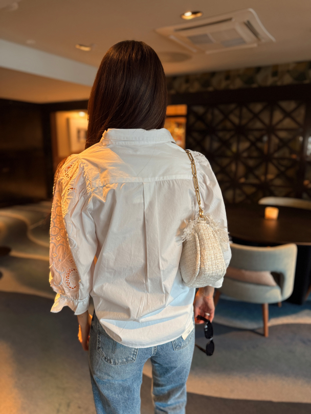 Amy Embroidered Shirt - Sugar White Poplin  - Image 5
