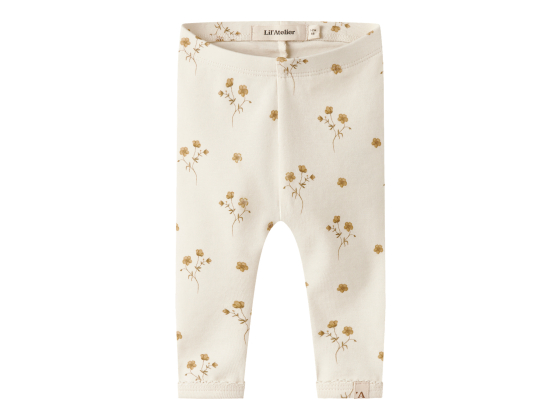 Layo Slim Leggings, Coconut Milk / Flower Yellow - Lil' Atelier