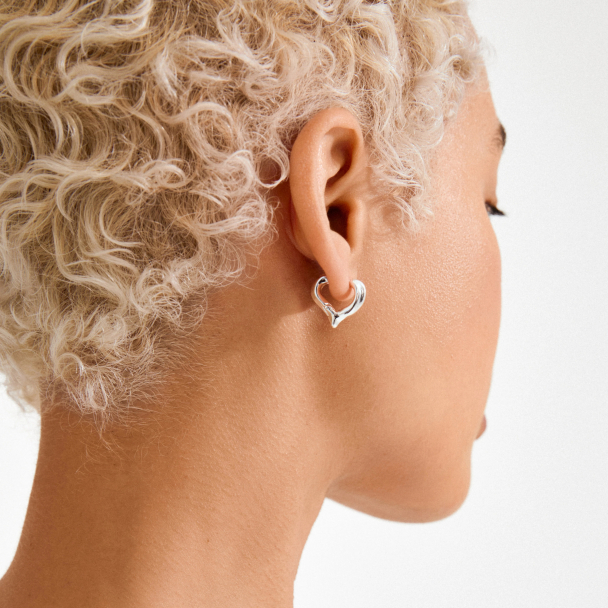 Pilgrim Iris sølvbelagte hjerteformet øreringer - Image 3