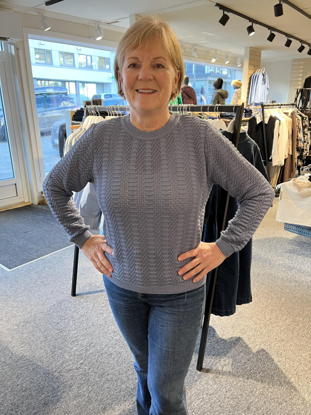 Genser m/hullstrikk 4245 Blå - Image 1