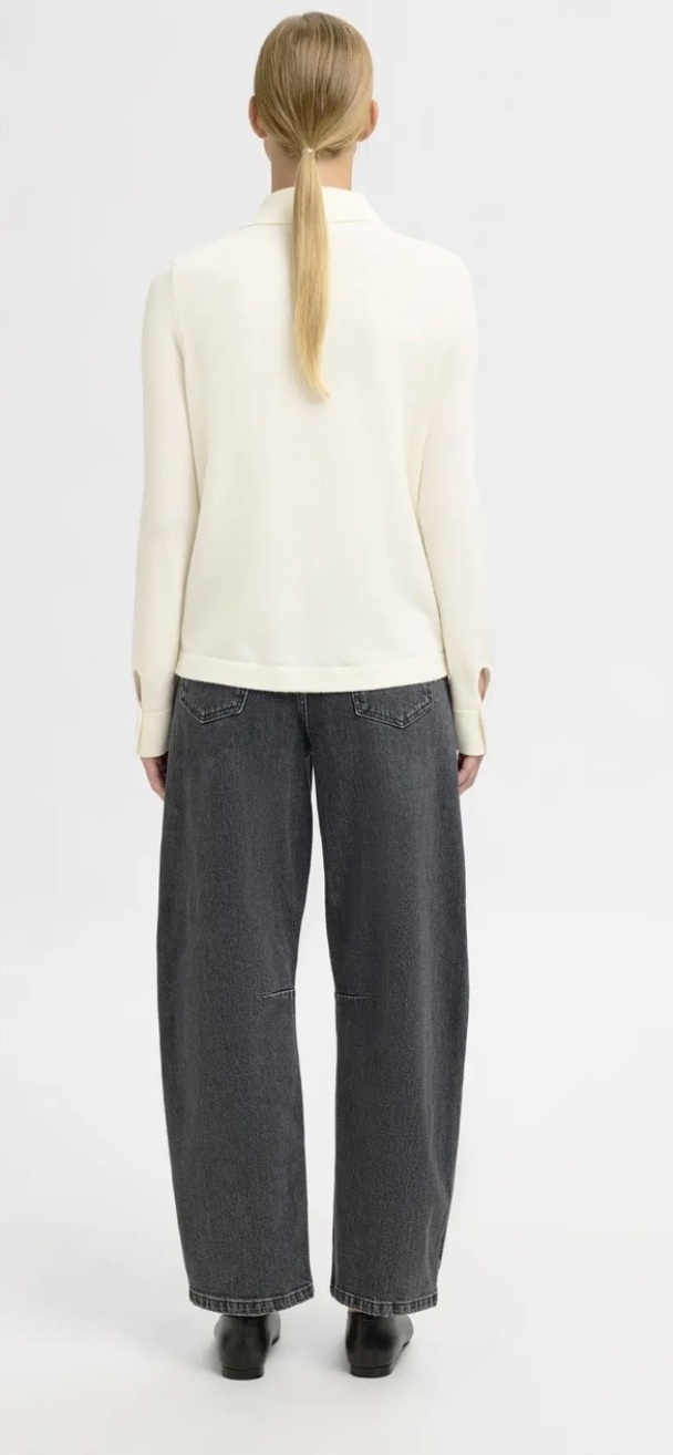 Thea Knit Button Collar Neck - Egret  - Image 2
