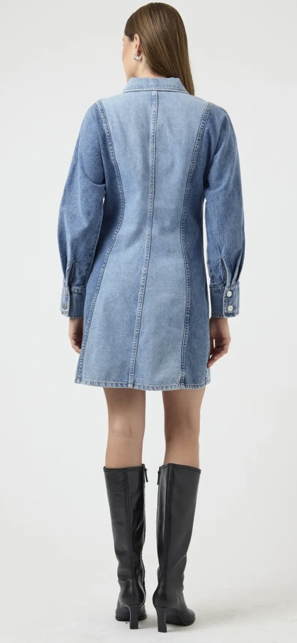 Faro Denim Dress - Light Blue Denim - Image 2