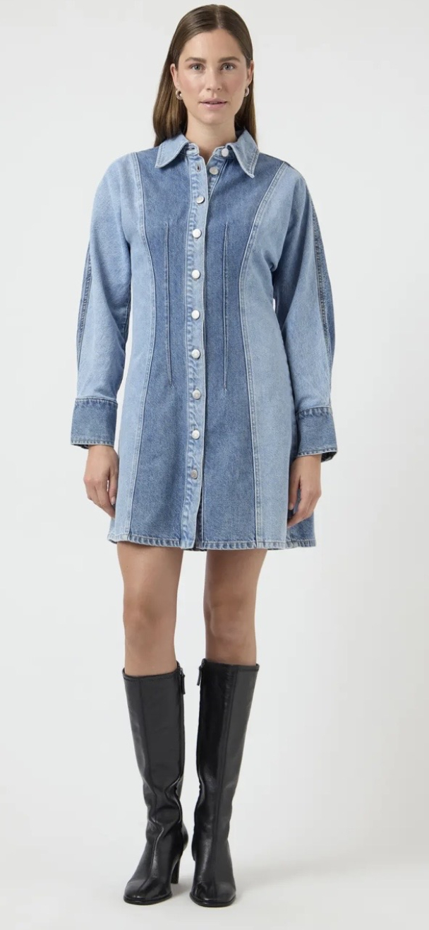 Faro Denim Dress - Light Blue Denim - Image 3