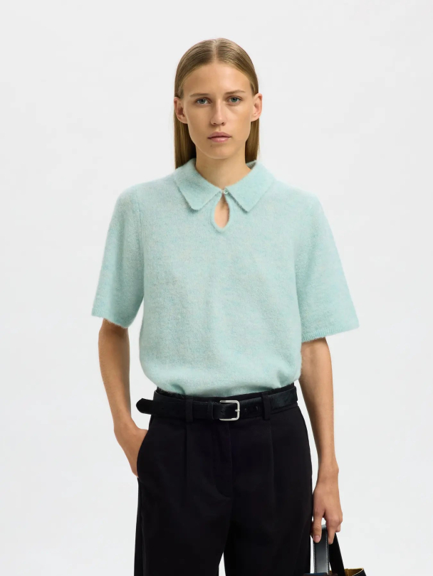 Sia Ras 2/4 Knit Key Hole Collar Neck - Blue Glow  - Image 1
