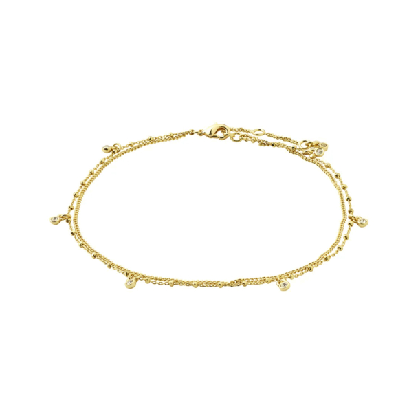 Pilgrim Veronica gullbelagt ankelkjede med krystaller