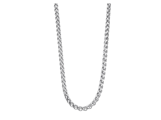 Halskjede i st&aring;l, flettet