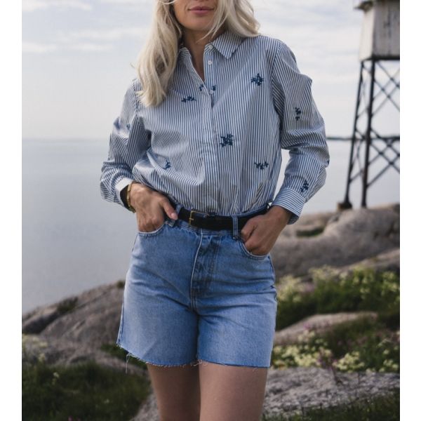 Ida Maja Shirt STP EMB - Bright white/Quiet Harbor Flower