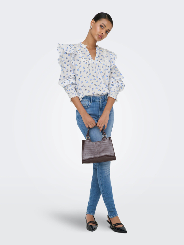 ONLIDRIS LS FRILL TAPE TOP NOOS WVN - Image 4