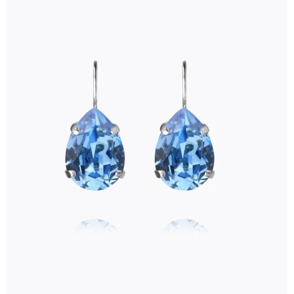 Mini Drop Clasp Earrings - Rhodium/ Recreated Iceblue