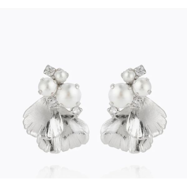 Lumi Pearl Earrings - Rhodium 