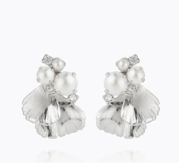 Lumi Pearl Earrings - Rhodium 