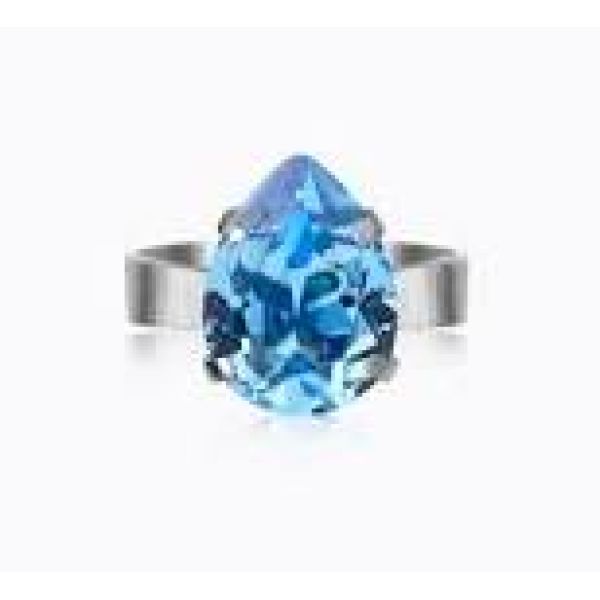 Mini Drop Ring - Rhodium/Recreated Iceblue 