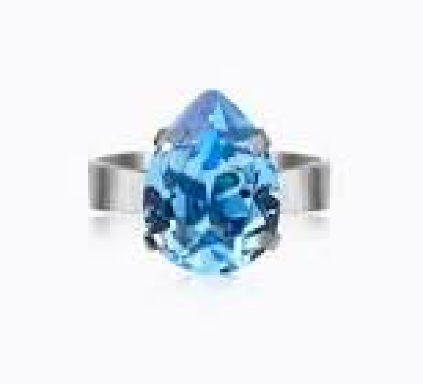 Mini Drop Ring - Rhodium/Recreated Iceblue 