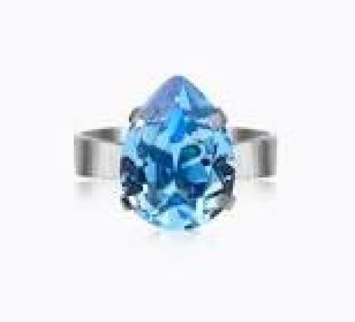 Mini Drop Ring - Rhodium/Recreated Iceblue 