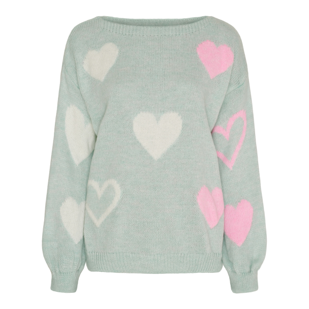 Amarante Strikkegenser Hjerte Mint - Image 1