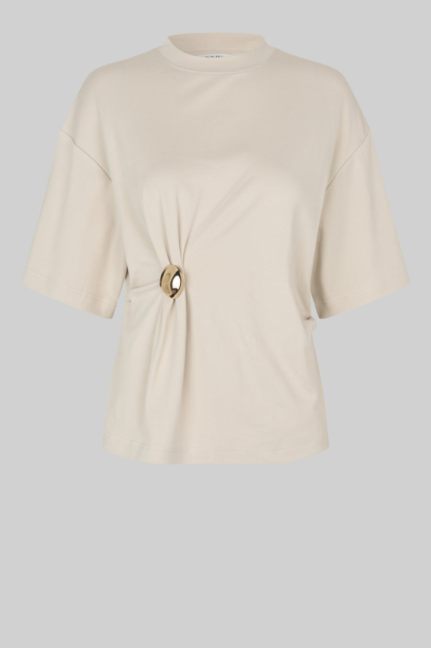 Enora Brooch Tee - Soft Beige  - Image 2