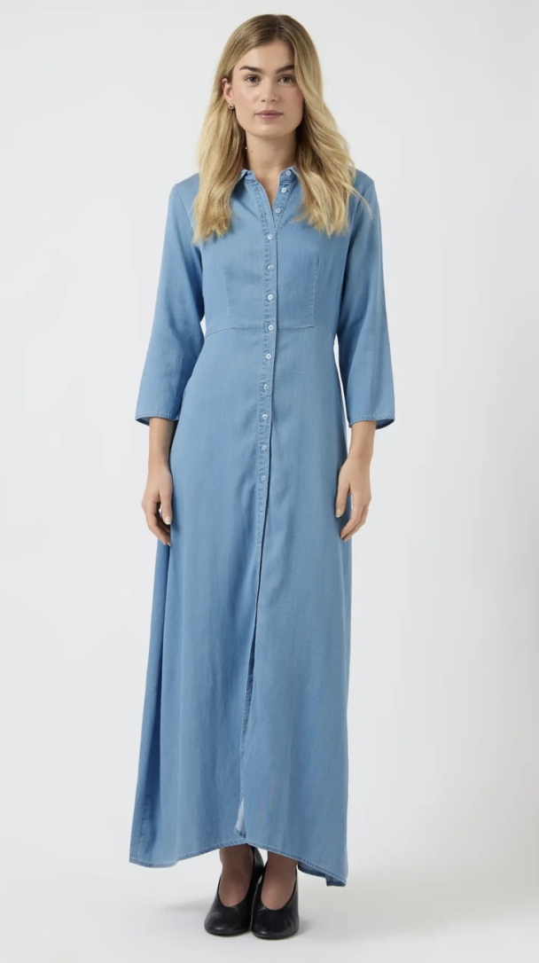 Savanna 3/4 Long Chambray Dress - Skyway  - Image 3
