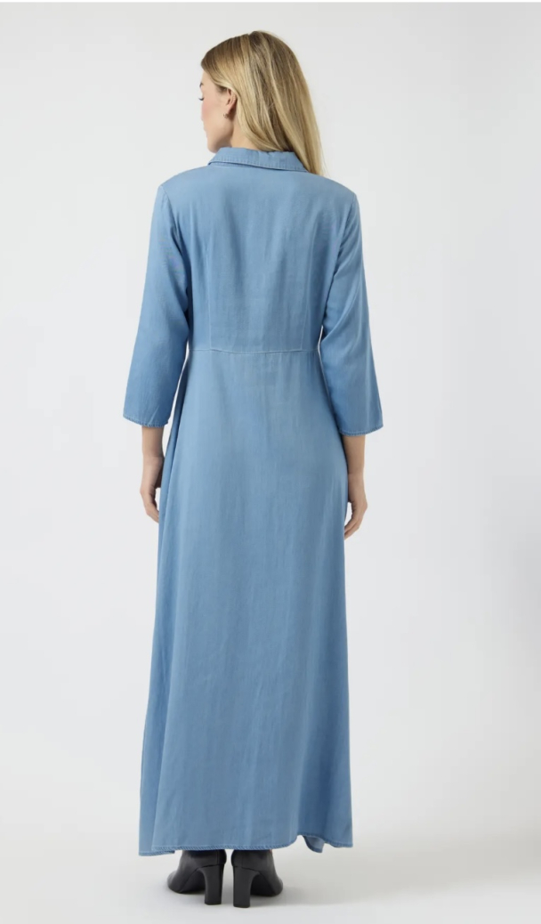 Savanna 3/4 Long Chambray Dress - Skyway  - Image 4