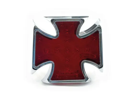 Maltese cross billet LED taillight. Red lens