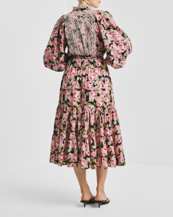 Cotton Slub Midi Dress - Rose Bouquet - Image 2