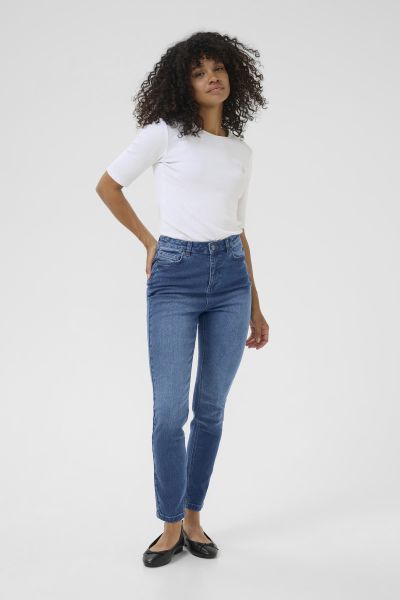KAwillow HW Slim Fit Jeans med.blå
