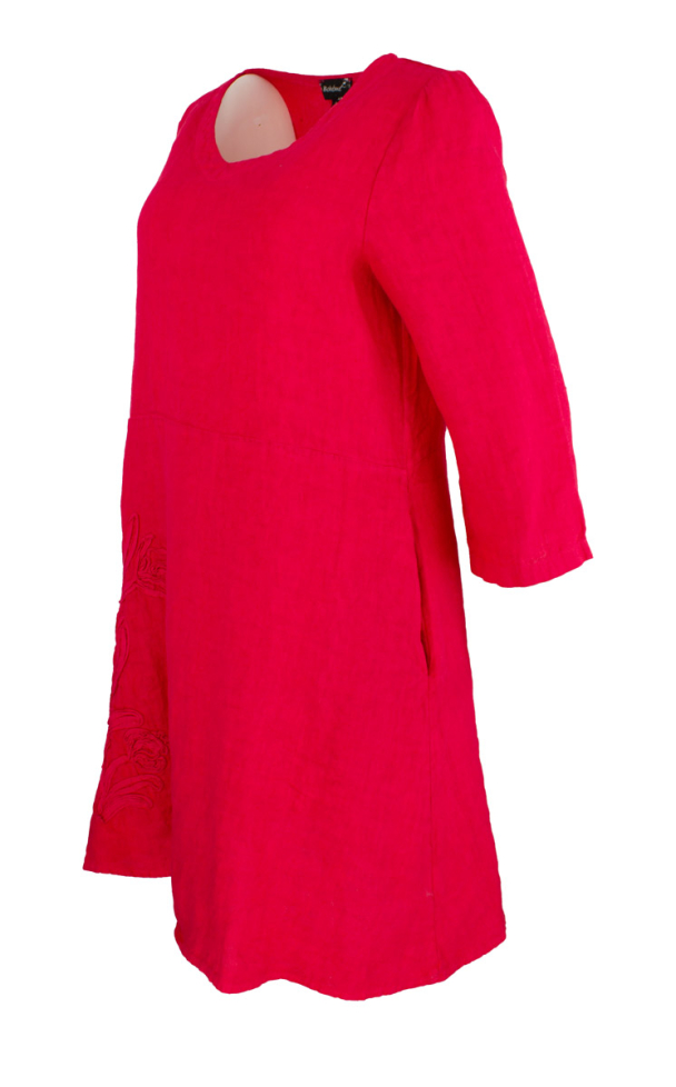 BOHÉME Kjole 3/4 Broderi Tykk Lin B13171 - Image 3