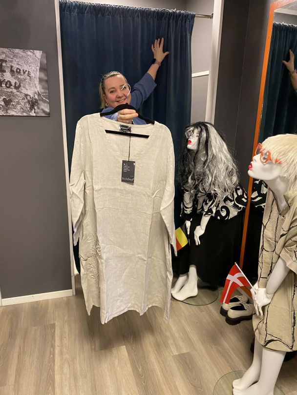 BOHÉME Kjole 3/4 Broderi Tykk Lin B13171 - Image 6