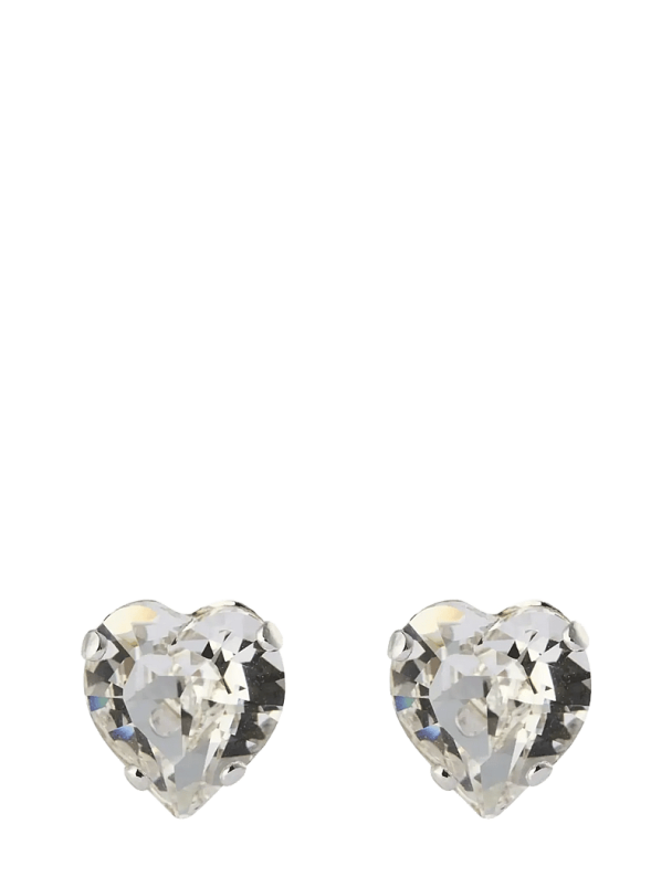 Heart Earrings - Rhodium Crystal 