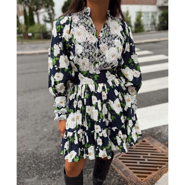 Cotton Slub Mini Dress - Bright Garden   