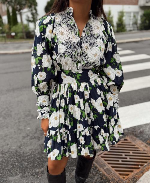 Cotton Slub Mini Dress - Bright Garden   