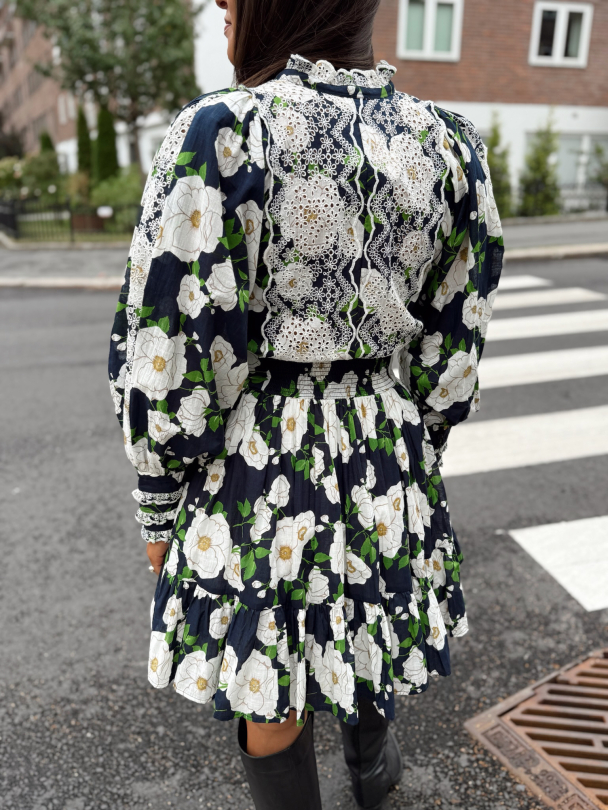 Cotton Slub Mini Dress - Bright Garden    - Image 2