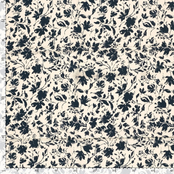 Bambus - Blå blomster på hvit bakgrunn