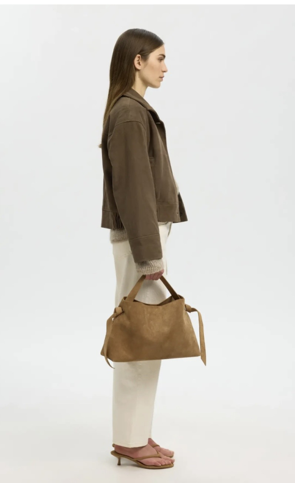 Stella Medium Suede Bag - Tan  - Image 3