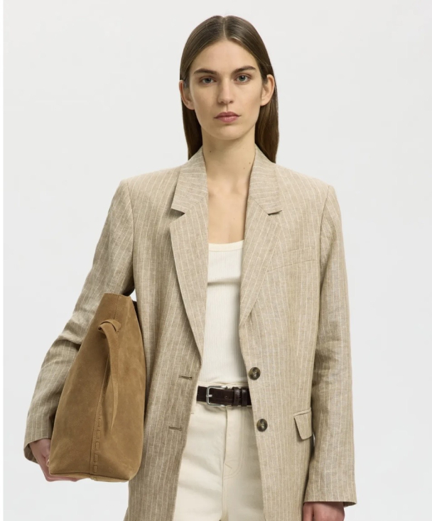 Stella Large Suede Bag - Tan  - Image 3