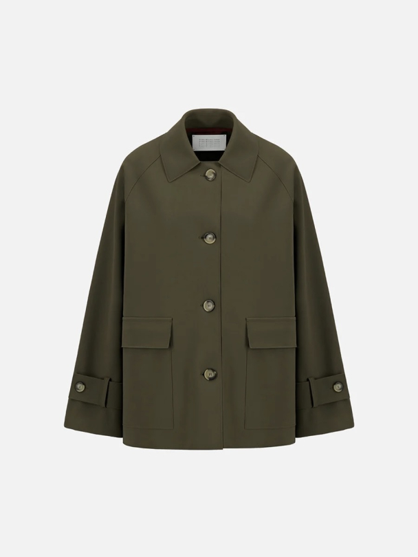 Women Raglan Jacket Scuba Dark Khaki - Image 1