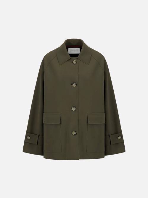 Women Raglan Jacket Scuba Dark Khaki