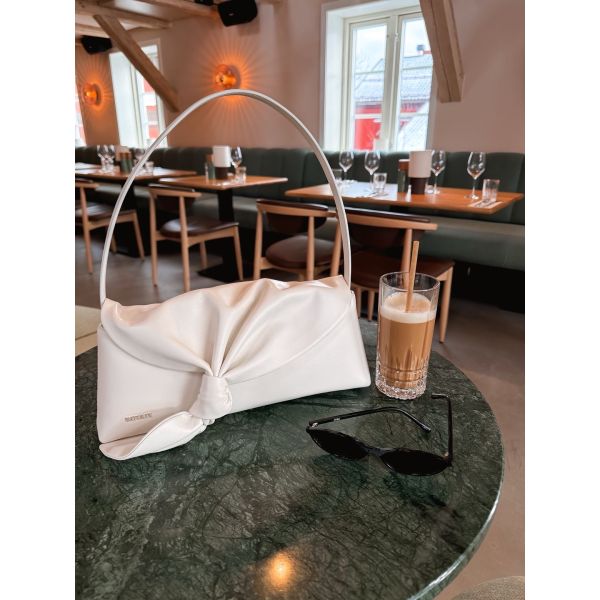 Leather Knot Scarf Bag - Egret