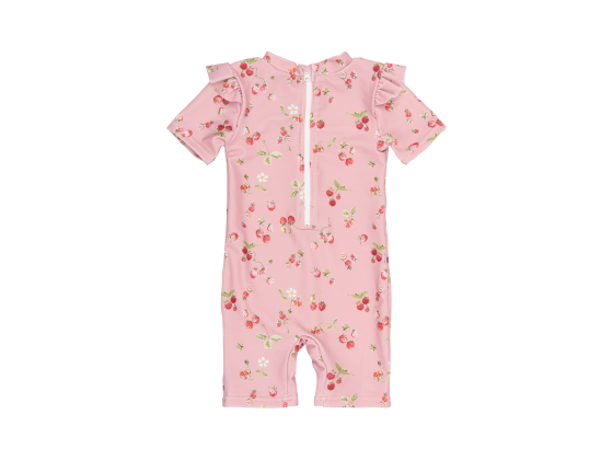 Swim Jumpsuit, Misty Rose Strawberry - Petit Piao