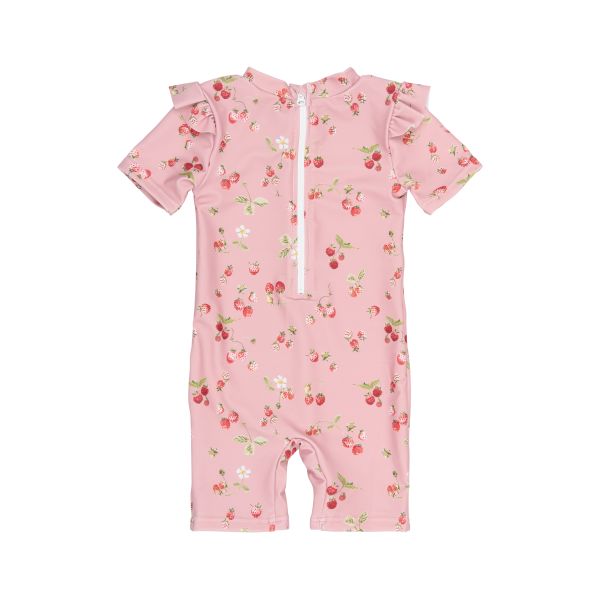 Swim Jumpsuit, Misty Rose Strawberry - Petit Piao