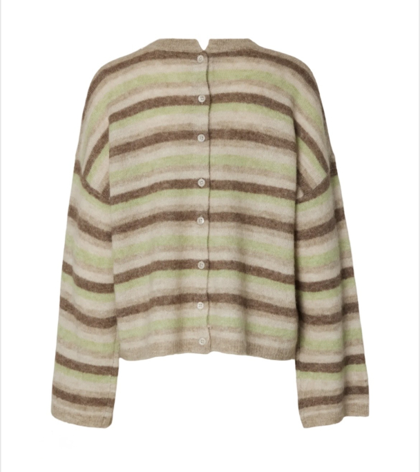 Lulu Knit Button O-Neck - Pure Cashmere/Birch - Image 2