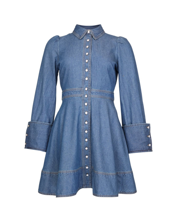 Denim Mini Dress - French Blue  - Image 2