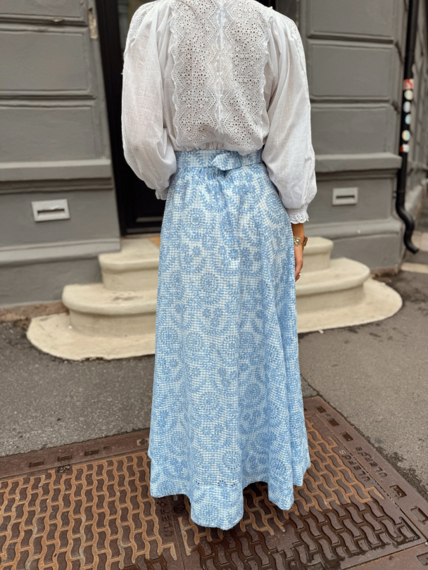 Checks Maxi Skirt - Light Blue  - Image 2