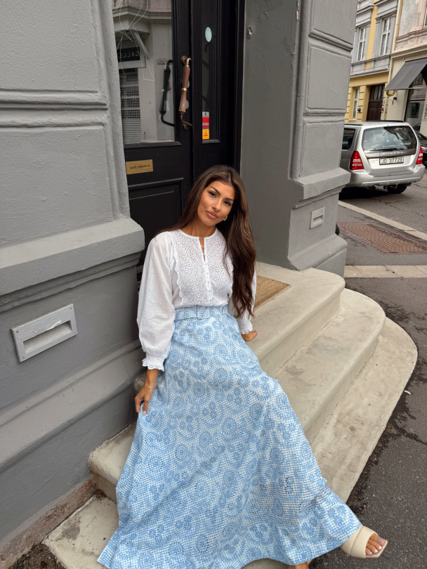 Checks Maxi Skirt - Light Blue  - Image 3