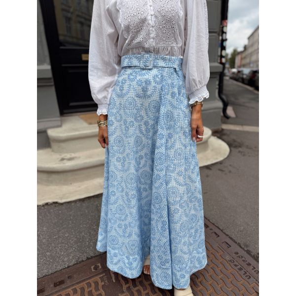 Checks Maxi Skirt - Light Blue 