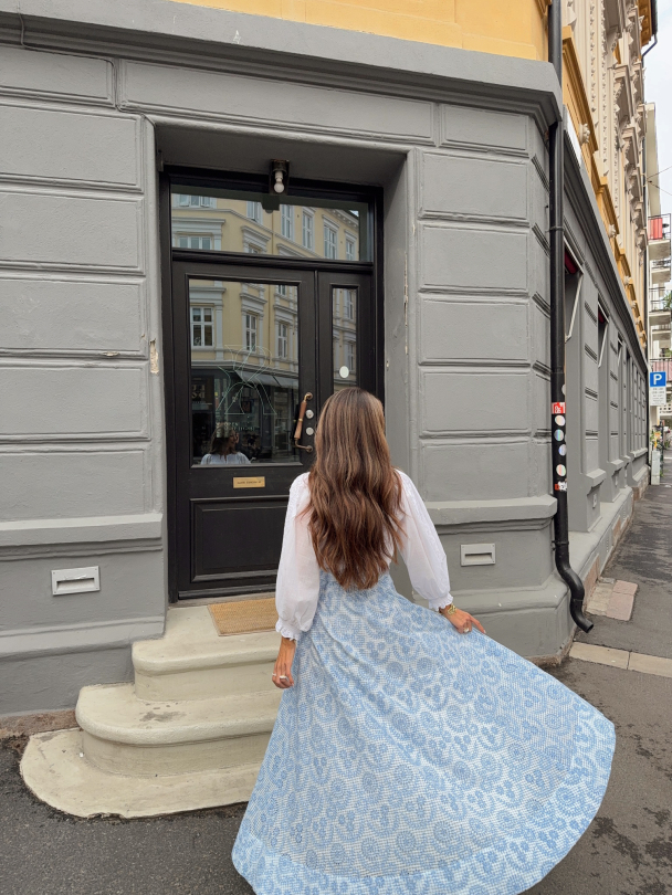 Checks Maxi Skirt - Light Blue  - Image 5