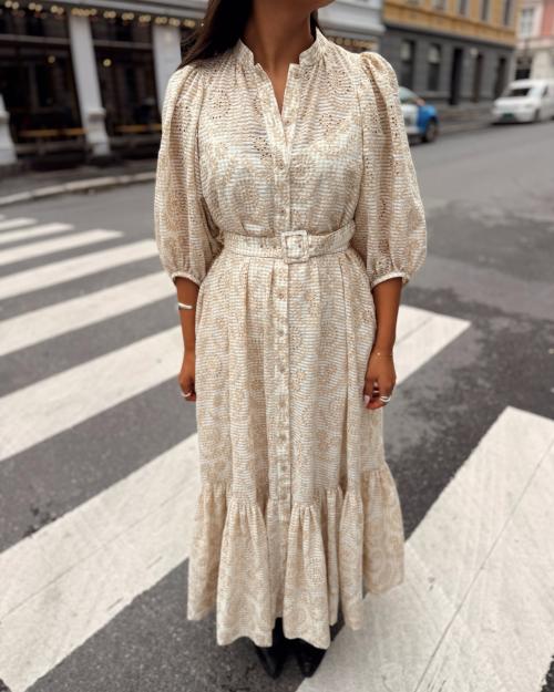 Checks Belt Dress - Khaki 