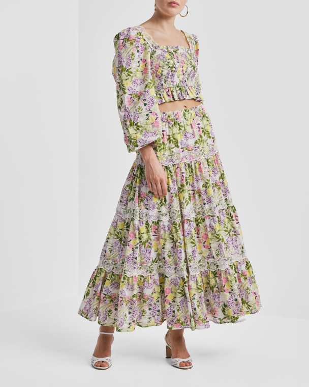 Cotton Slub Skirt - Summer Lilacs   - Image 2